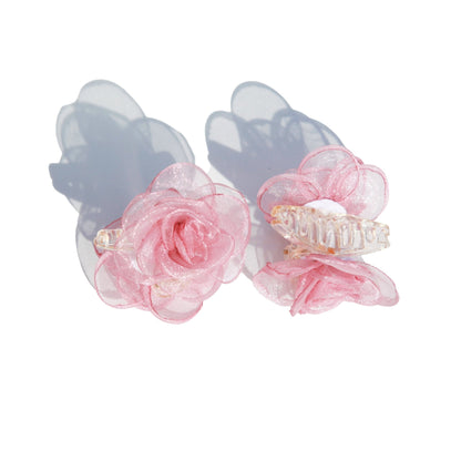Mini Pink Peony Hair Claws (2 pieces)